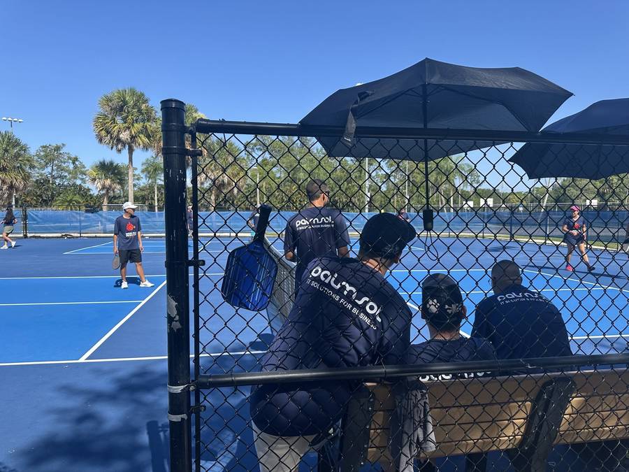 PalmSol team courtside at the Royal Palm Pickle Club tournament